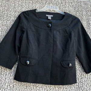 ANN TAYLOR Black Button Crop Wool Jacket